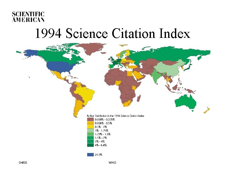 1994 Science Citation Index 04/00 WHO 