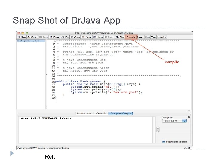 Snap Shot of Dr. Java App Ref: 