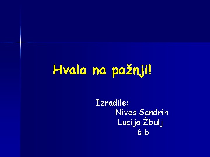 Hvala na pažnji! Izradile: Nives Sandrin Lucija Žbulj 6. b 