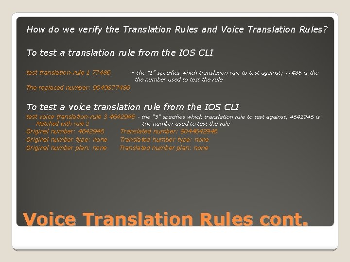 How do we verify the Translation Rules and Voice Translation Rules? To test a
