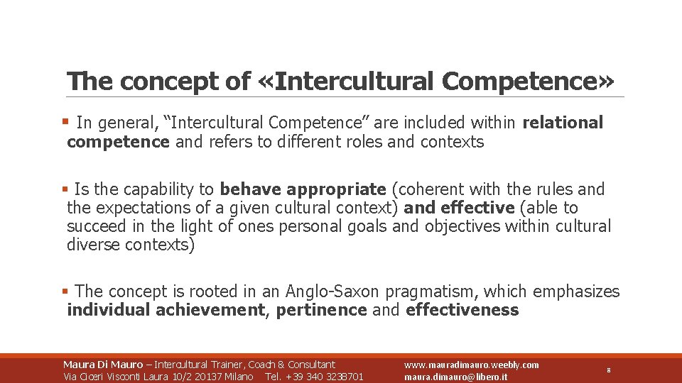 The concept of «Intercultural Competence» § In general, “Intercultural Competence” are included within relational