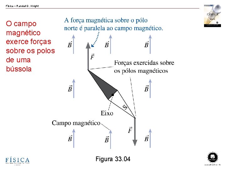 Física – Randall D. Knight O campo magnético exerce forças sobre os polos de