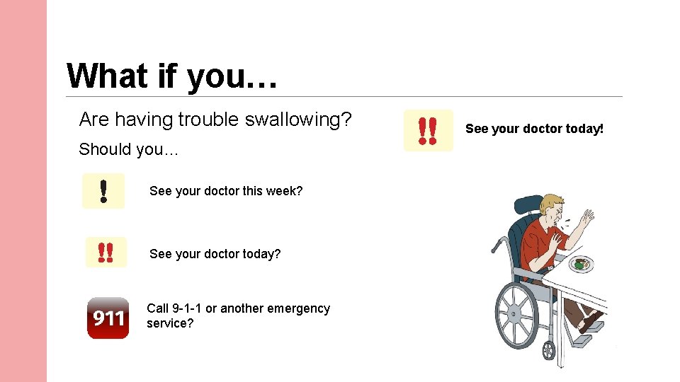 What if you… Are having trouble swallowing? Should you… See your doctor this week?