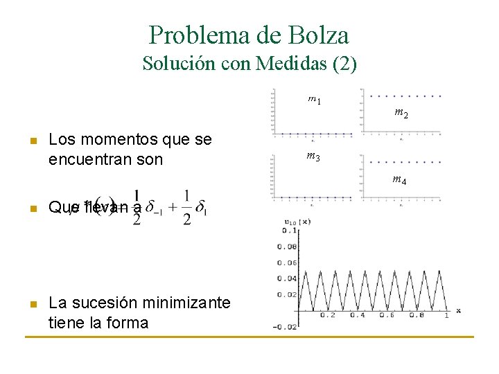 Problema de Bolza Solución con Medidas (2) m 1 n Los momentos que se