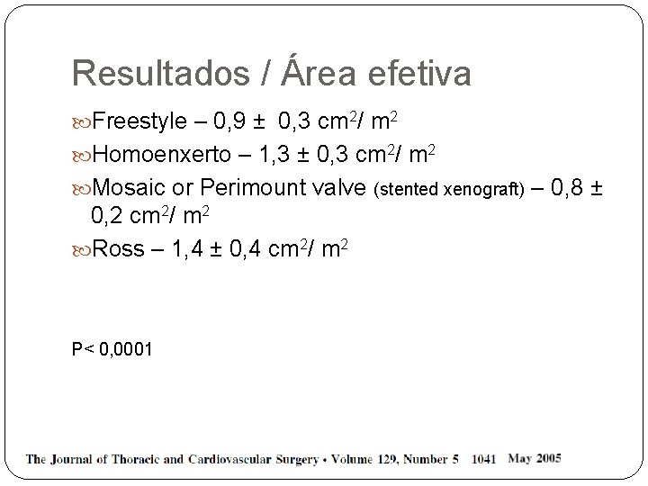 Resultados / Área efetiva Freestyle – 0, 9 ± 0, 3 cm 2/ m