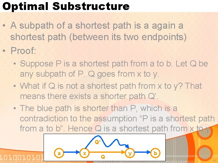 Optimal Substructure • A subpath of a shortest path is a again a shortest