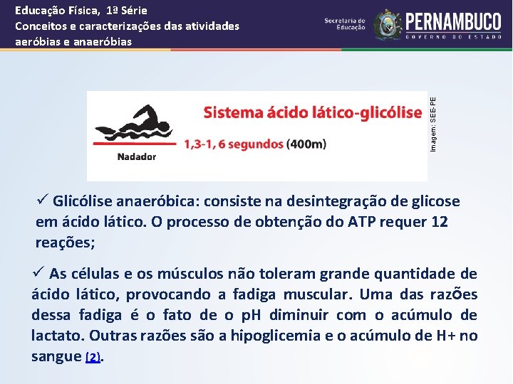 Imagem: SEE-PE Educação Física, 1ª Série Conceitos e caracterizações das atividades aeróbias e anaeróbias