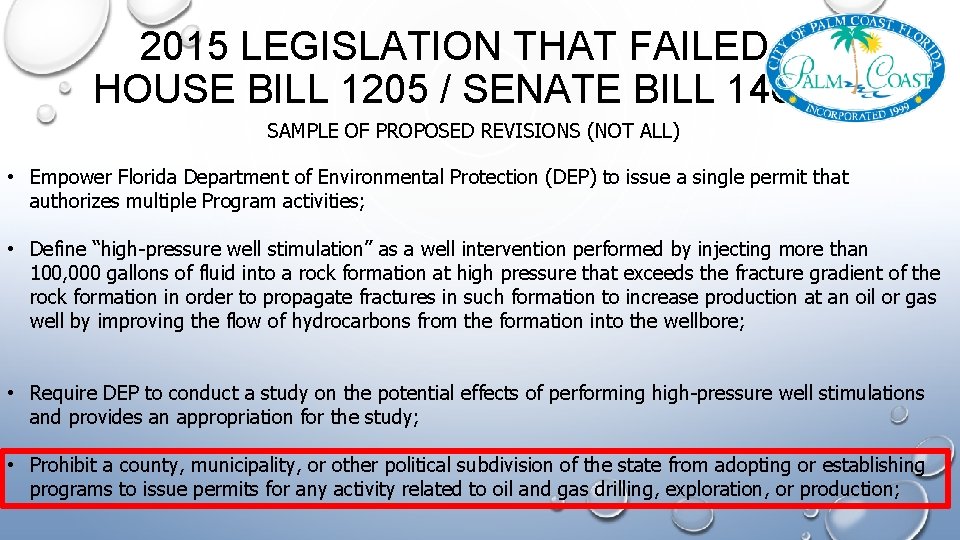 2015 LEGISLATION THAT FAILED HOUSE BILL 1205 / SENATE BILL 1468 SAMPLE OF PROPOSED