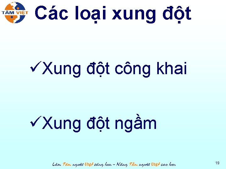 Các loại xung đột üXung đột công khai üXung đột ngầm 19 