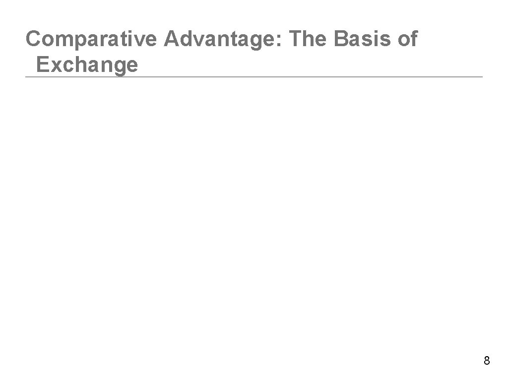 Comparative Advantage: The Basis of Exchange 8 