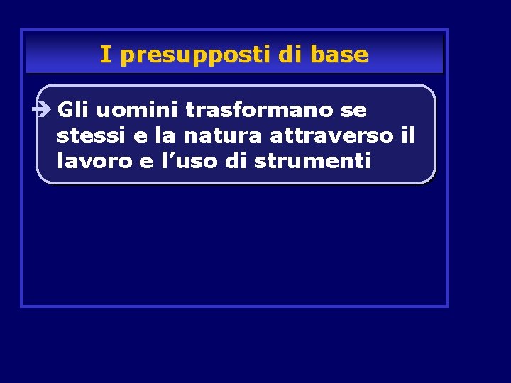 I presupposti di base è Gli uomini trasformano se stessi e la natura attraverso