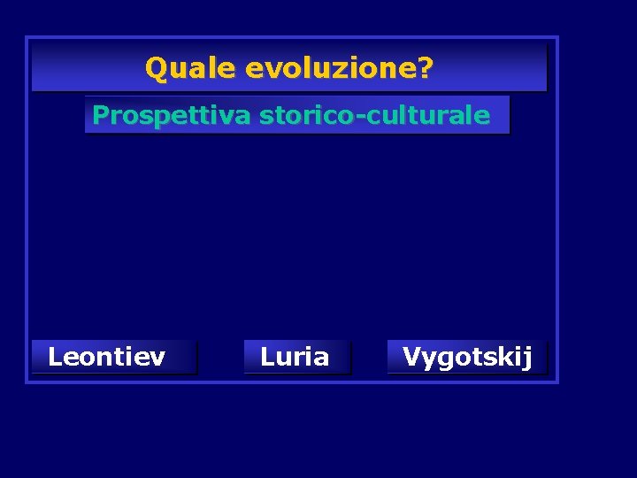 Quale evoluzione? Prospettiva storico-culturale Leontiev Luria Vygotskij 