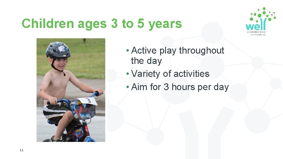 Children ages 3 to 5 years • Active play throughout the day • Variety