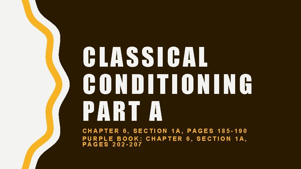 CLASSICA L CONDITIONI N G PART A CHAPTER 6, SECTION 1 A, PAGES 185