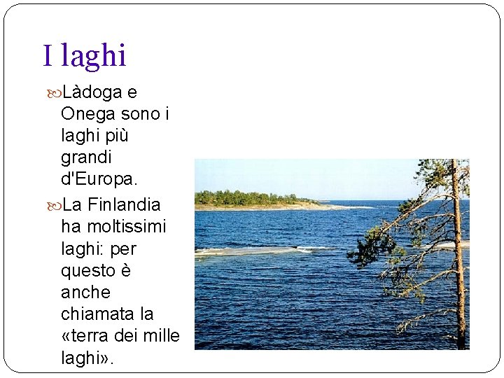 I laghi Làdoga e Onega sono i laghi più grandi d'Europa. La Finlandia ha