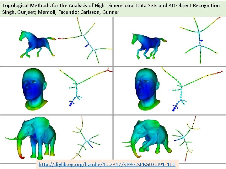 Topological Methods for the Analysis of High Dimensional Data Sets and 3 D Object