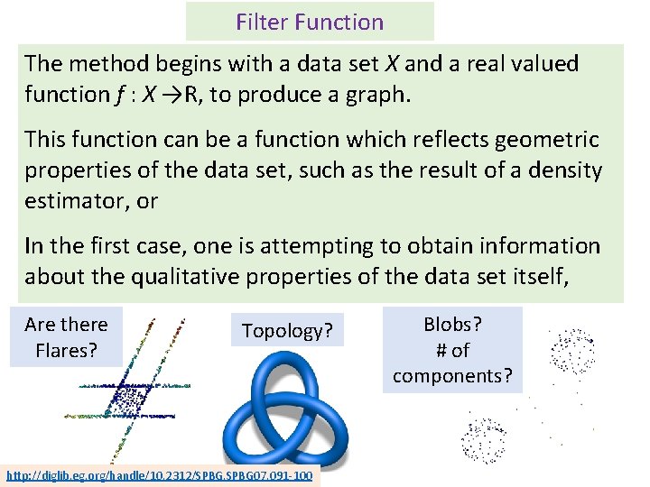 Filter Function The method begins with a data set X and a real valued