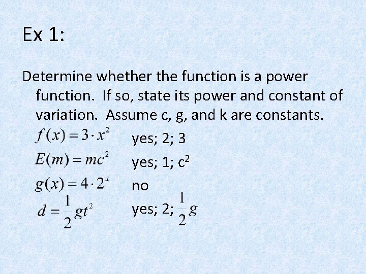 Power Functions With Modeling Power Function A Function