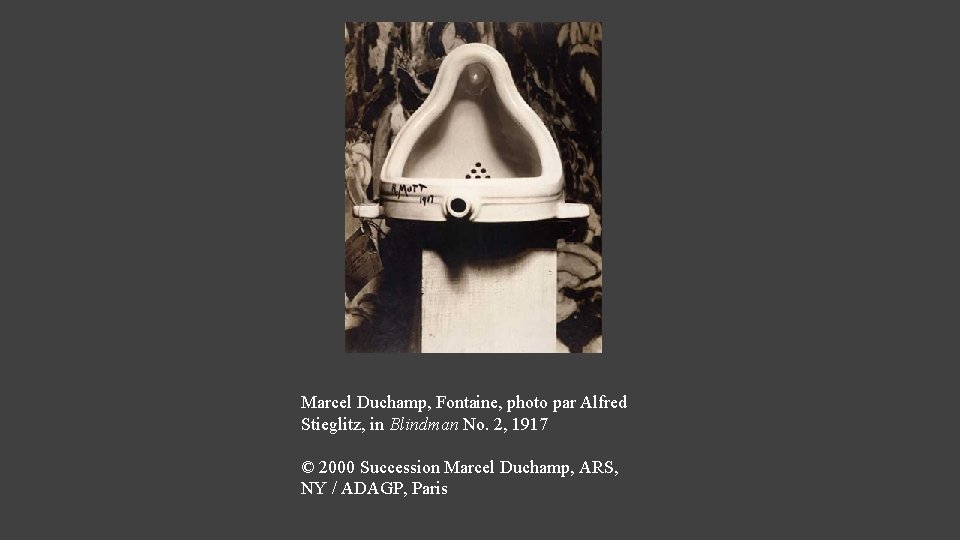 Marcel Duchamp, Fontaine, photo par Alfred Stieglitz, in Blindman No. 2, 1917 © 2000