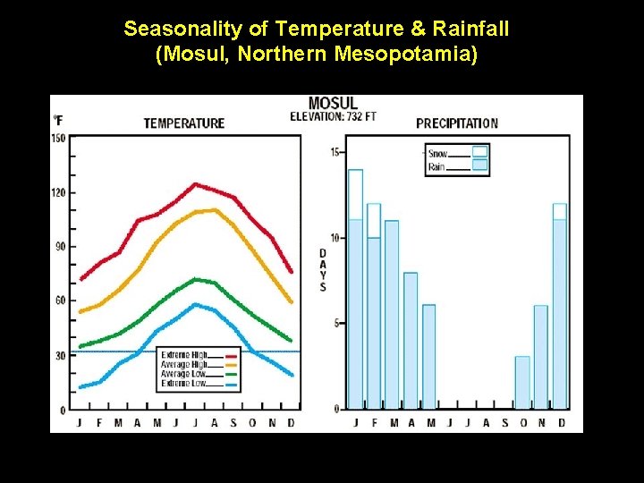 Seasonality of Temperature & Rainfall (Mosul, Northern Mesopotamia) 