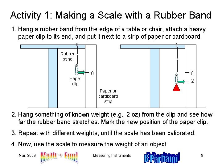 Activity 1: Making a Scale with a Rubber Band 1. Hang a rubber band