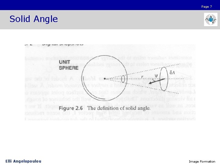 Page 7 Solid Angle Elli Angelopoulou Image Formation 