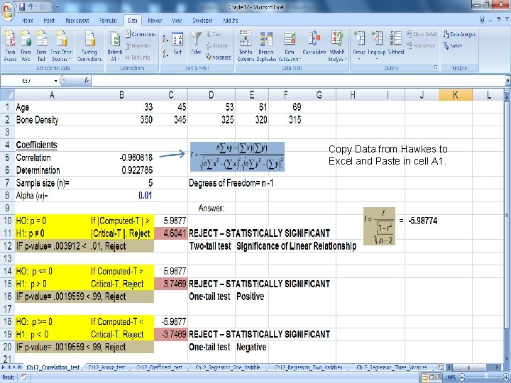 Copy Data from Hawkes to Excel and Paste in cell A 1. 