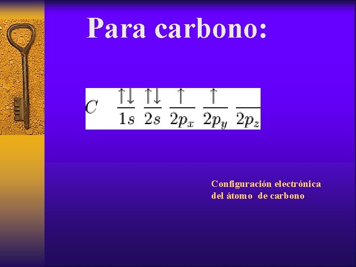 Para carbono: Configuración electrónica del átomo de carbono 