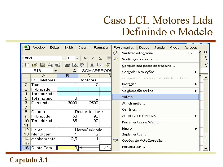 Caso LCL Motores Ltda Definindo o Modelo Capítulo 3. 1 