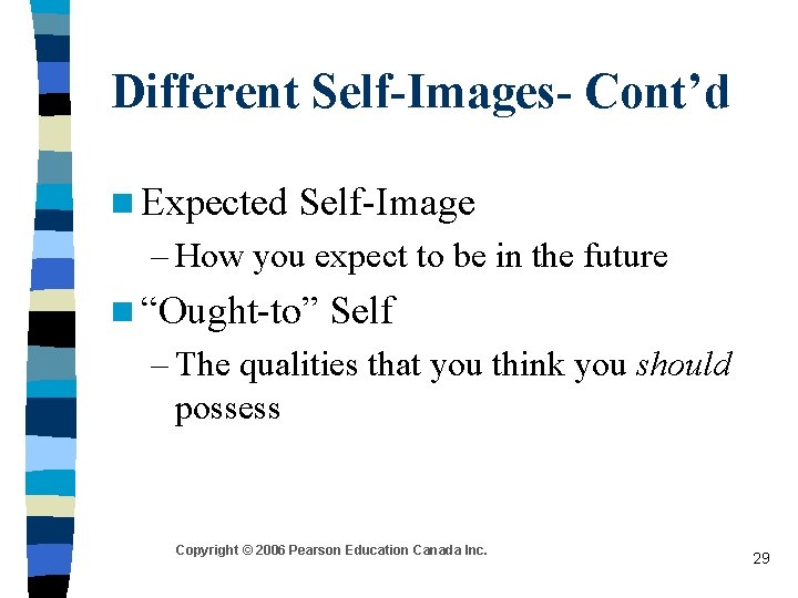 Different Self-Images- Cont’d n Expected Self-Image – How you expect to be in the