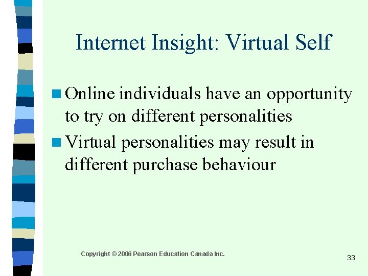 Internet Insight: Virtual Self n Online individuals have an opportunity to try on different