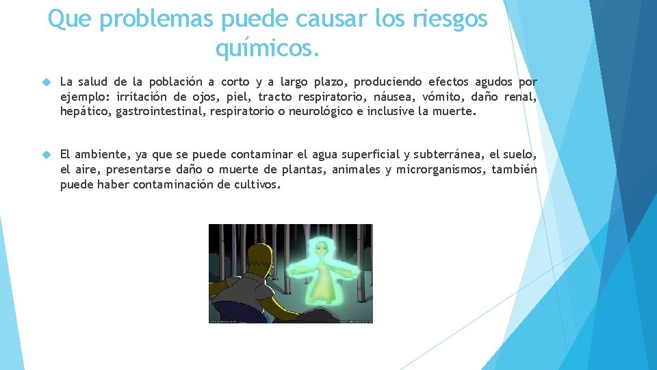 Que problemas puede causar los riesgos químicos. La salud de la población a corto