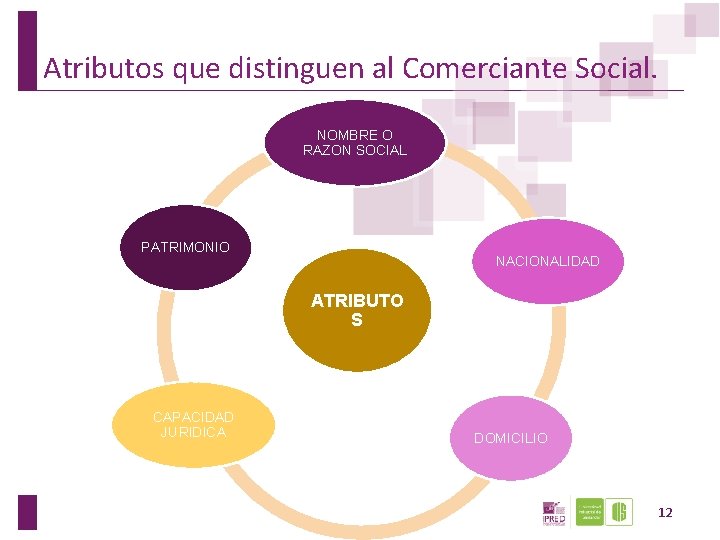 Atributos que distinguen al Comerciante Social. NOMBRE O RAZON SOCIAL PATRIMONIO NACIONALIDAD ATRIBUTO S