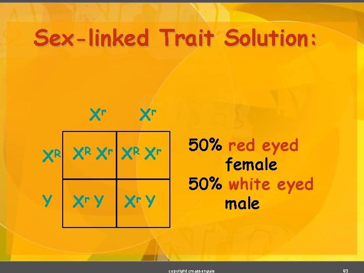 Sex-linked Trait Solution: Xr XR XR Xr Y Xr XR Xr Xr Y 50%