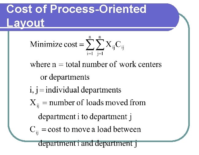 Cost of Process-Oriented Layout 