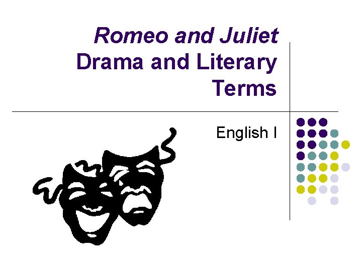 Romeo and Juliet Drama and Literary Terms English I 
