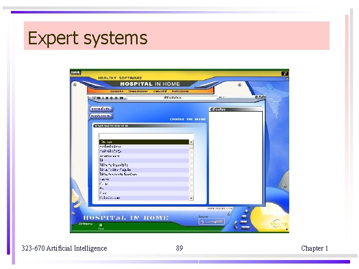 Expert systems 323 -670 Artificial Intelligence 89 Chapter 1 