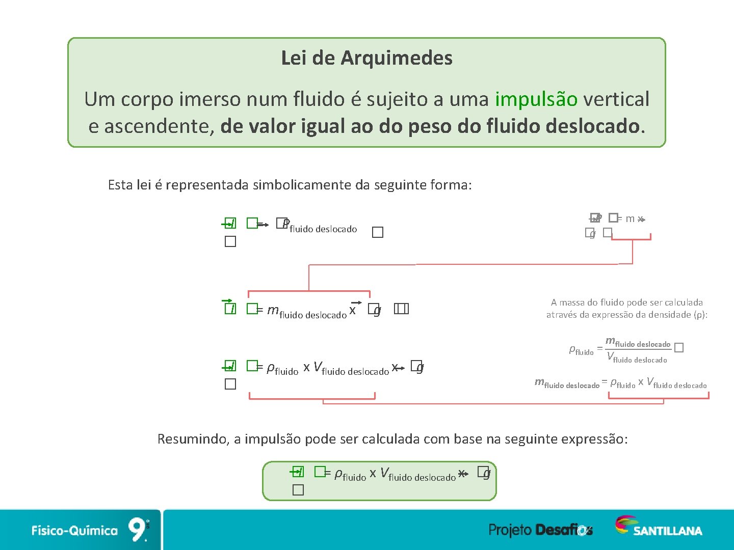 Lei de Arquimedes Um corpo imerso num fluido é sujeito a uma impulsão vertical