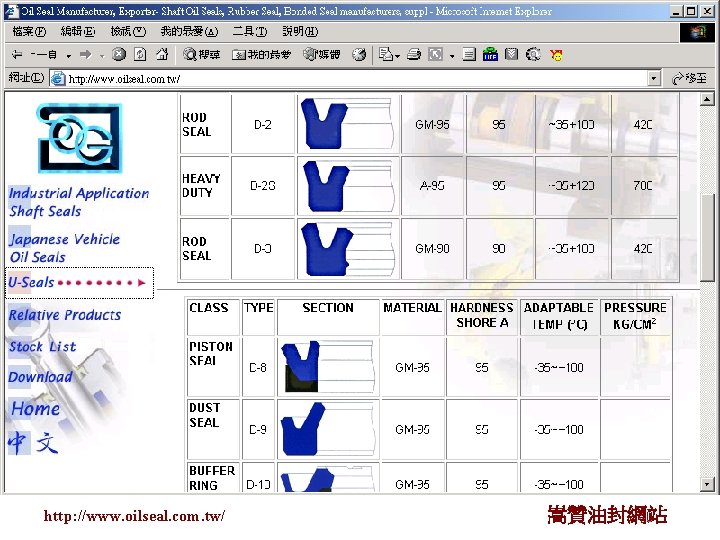 http: //www. oilseal. com. tw/ 嵩贊油封網站 40 