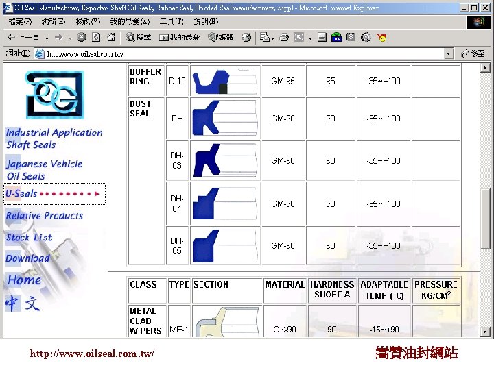 http: //www. oilseal. com. tw/ 嵩贊油封網站 41 