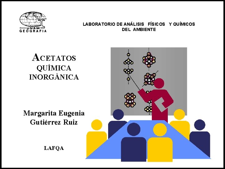 LABORATORIO DE ANÁLISIS FÍSICOS Y QUÍMICOS DEL AMBIENTE ACETATOS QUÍMICA INORGÁNICA Margarita Eugenia Gutiérrez