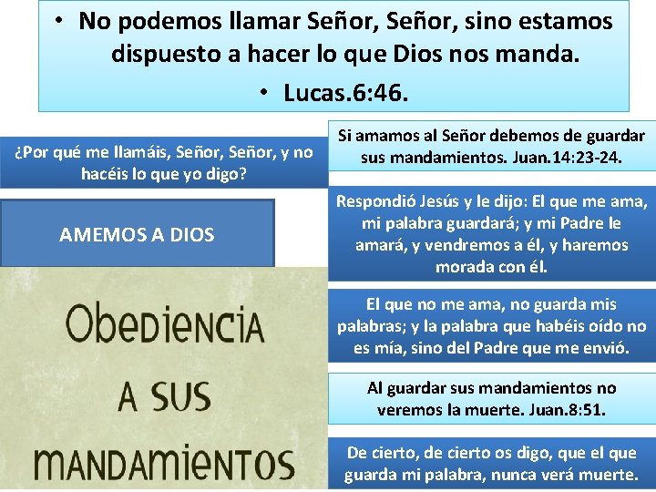  • No podemos llamar Señor, sino estamos dispuesto a hacer lo que Dios