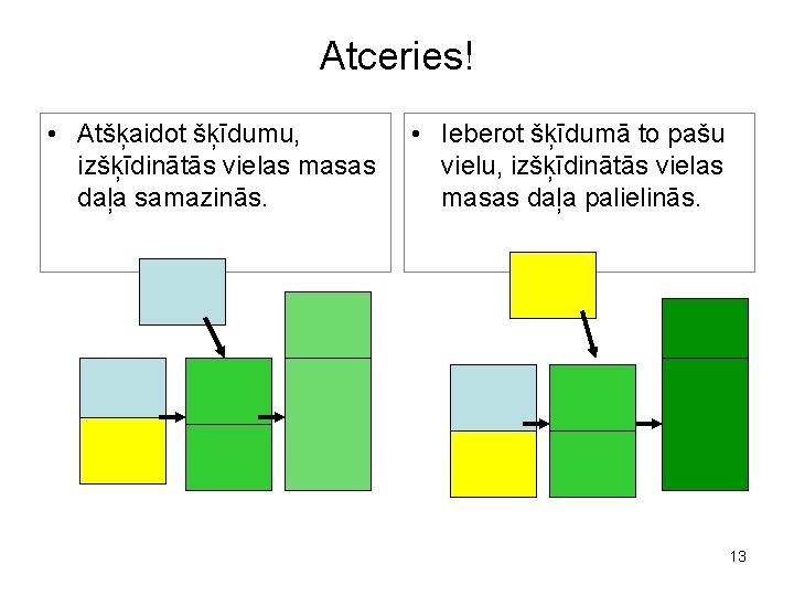 Atceries! • Atšķaidot šķīdumu, izšķīdinātās vielas masas daļa samazinās. • Ieberot šķīdumā to pašu