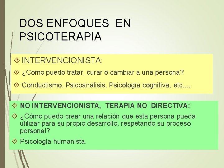 DOS ENFOQUES EN PSICOTERAPIA INTERVENCIONISTA: ¿Cómo puedo tratar, curar o cambiar a una persona?