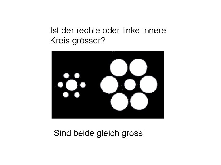 Ist der rechte oder linke innere Kreis grösser? Sind beide gleich gross! 