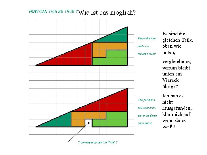 Wie ist das möglich? Es sind die gleichen Teile, oben wie unten, vergleiche es,
