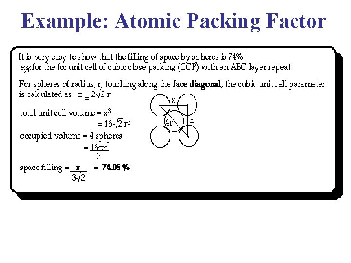 Example: Atomic Packing Factor 