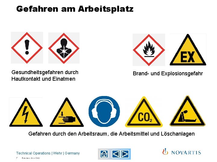 Gefahren am Arbeitsplatz Gesundheitsgefahren durch Hautkontakt und Einatmen Brand- und Explosionsgefahr Gefahren durch den Gefahren am Arbeitsplatz Gesundheitsgefahren durch Hautkontakt und Einatmen Brand- und Explosionsgefahr Gefahren durch den