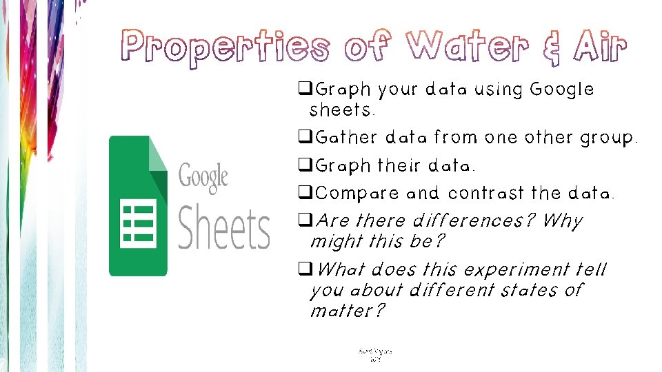 q. Graph your data using Google sheets. q. Gather data from one other group.