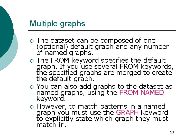 Multiple graphs ¡ ¡ The dataset can be composed of one (optional) default graph